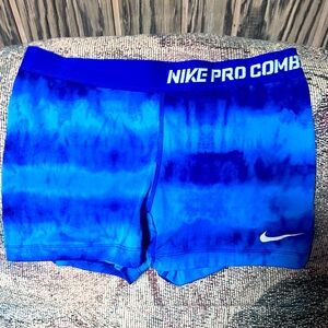 Women’s Nike Pro Combat Dri-FIT Blue Tie-Dye Shorts